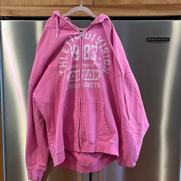 Garage Pink Graphic Zip-Up Hoodie - Picture 1 of 3